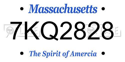 7KQ2828 Massachusetts License Plate