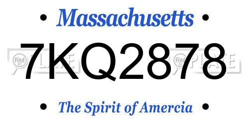 7KQ2878 Massachusetts License Plate