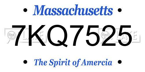 7KQ7525 Massachusetts License Plate