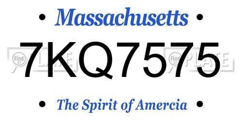 7KQ7575 Massachusetts License Plate
