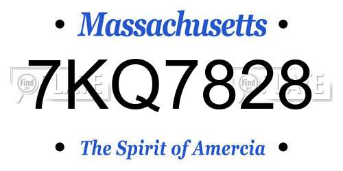 7KQ7828 Massachusetts License Plate