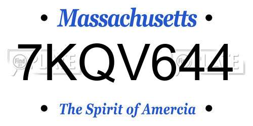 7KQV644 Massachusetts License Plate