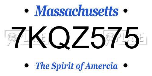 7KQZ575 Massachusetts License Plate