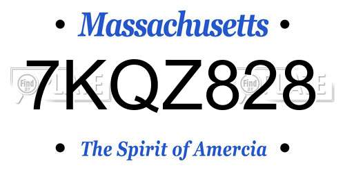 7KQZ828 Massachusetts License Plate