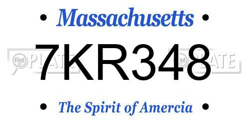 7KR348 Massachusetts License Plate