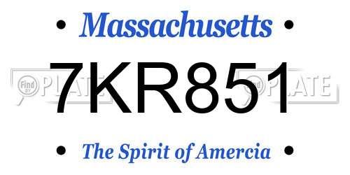 7KR851 Massachusetts License Plate