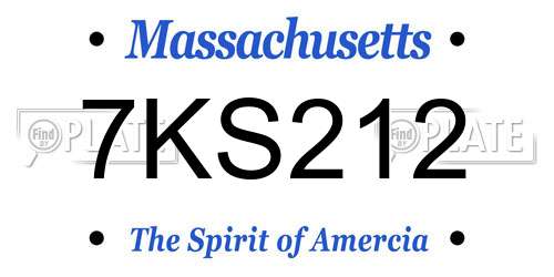 7KS212 Massachusetts License Plate