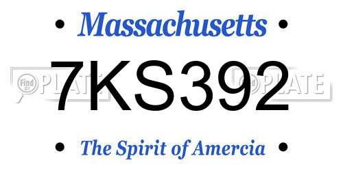 7KS392 Massachusetts License Plate