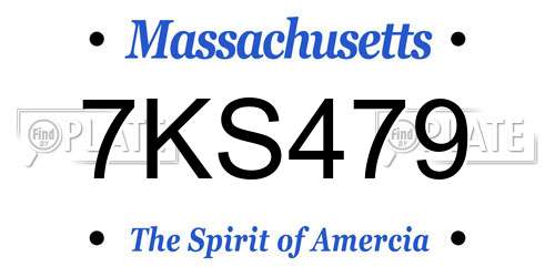 7KS479 Massachusetts License Plate