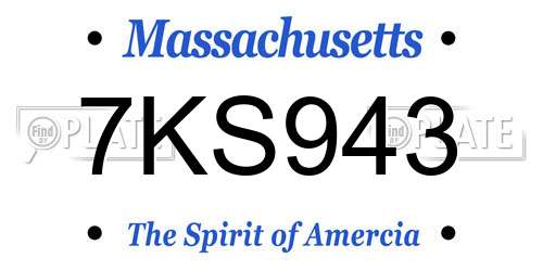 7KS943 Massachusetts License Plate