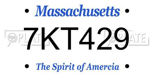 7KT429 Massachusetts License Plate