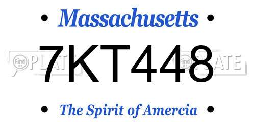 7KT448 Massachusetts License Plate
