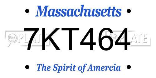 7KT464 Massachusetts License Plate