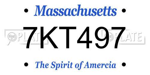 7KT497 Massachusetts License Plate