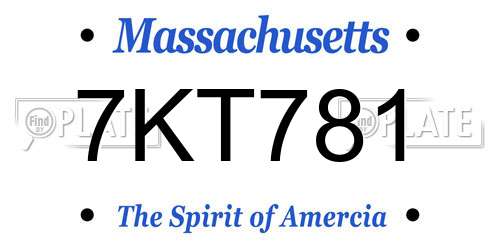 7KT781 Massachusetts License Plate