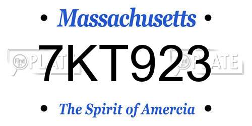 7KT923 Massachusetts License Plate