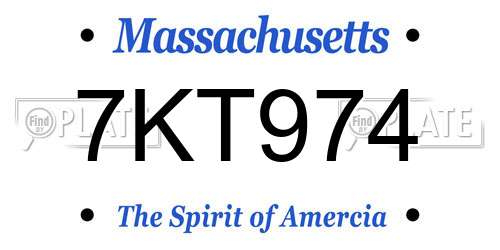 7KT974 Massachusetts License Plate