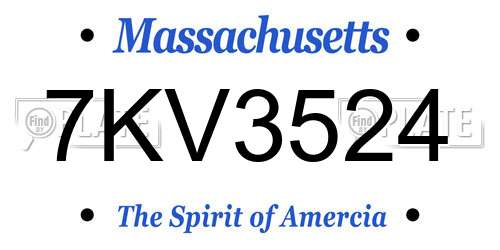 7KV3524 Massachusetts License Plate