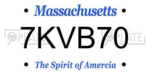 7KVB70 Massachusetts License Plate