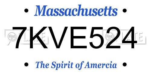 7KVE524 Massachusetts License Plate