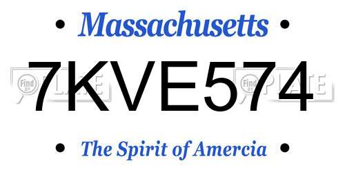 7KVE574 Massachusetts License Plate