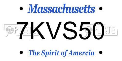7KVS50 Massachusetts License Plate