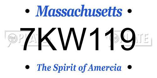 7KW119 Massachusetts License Plate