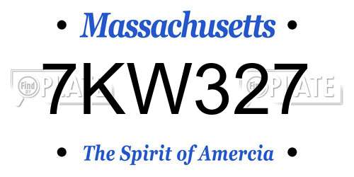 7KW327 Massachusetts License Plate