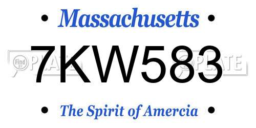 7KW583 Massachusetts License Plate