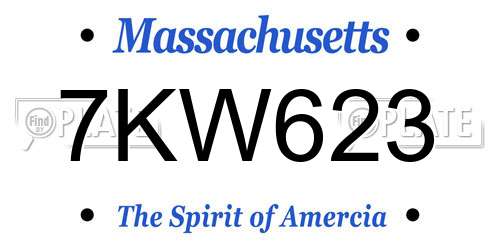 7KW623 Massachusetts License Plate
