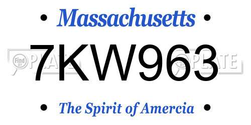 7KW963 Massachusetts License Plate