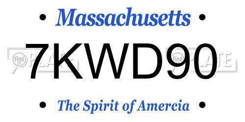 7KWD90 Massachusetts License Plate