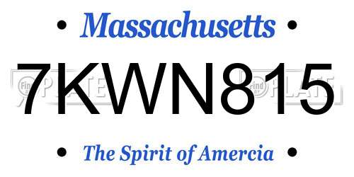 7KWN815 Massachusetts License Plate
