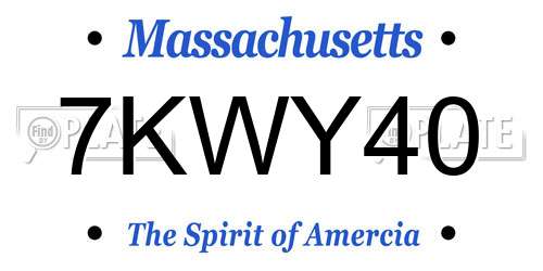 7KWY40 Massachusetts License Plate