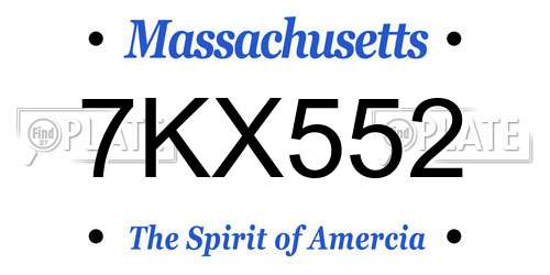 7KX552 Massachusetts License Plate