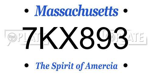 7KX893 Massachusetts License Plate