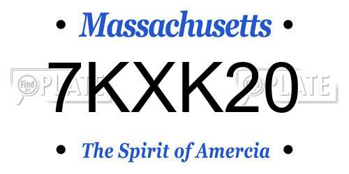 7KXK20 Massachusetts License Plate
