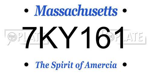 7KY161 Massachusetts License Plate