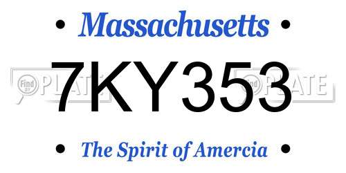 7KY353 Massachusetts License Plate