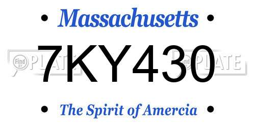 7KY430 Massachusetts License Plate