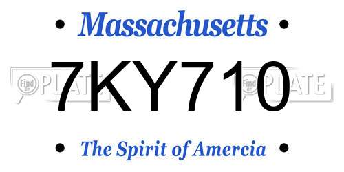 7KY710 Massachusetts License Plate