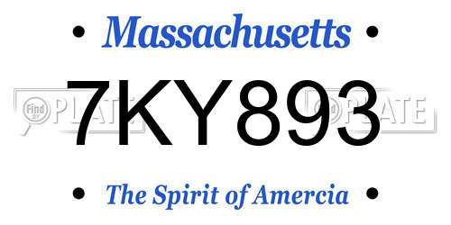 7KY893 Massachusetts License Plate