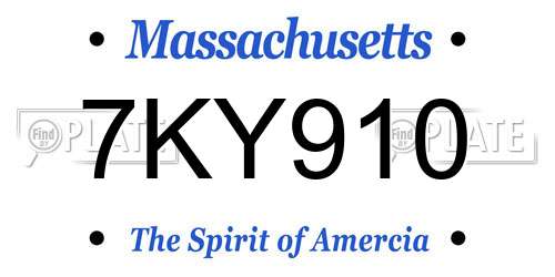 7KY910 Massachusetts License Plate