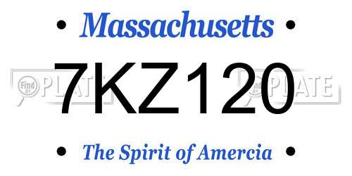 7KZ120 Massachusetts License Plate