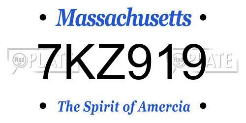 7KZ919 Massachusetts License Plate