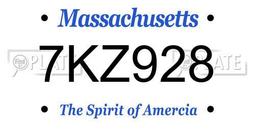 7KZ928 Massachusetts License Plate