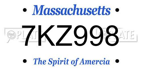 7KZ998 Massachusetts License Plate