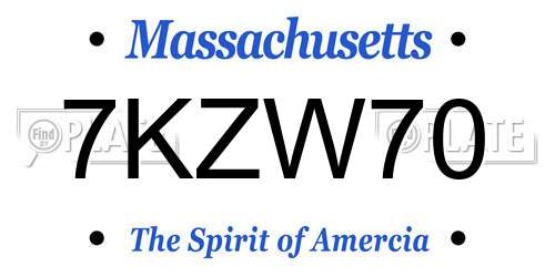 7KZW70 Massachusetts License Plate