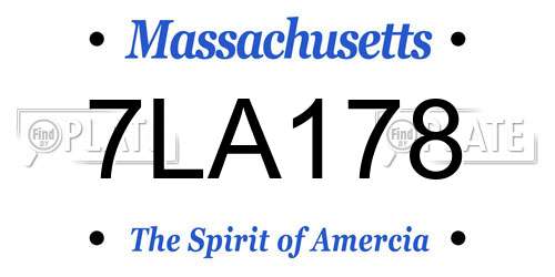 7LA178 Massachusetts License Plate