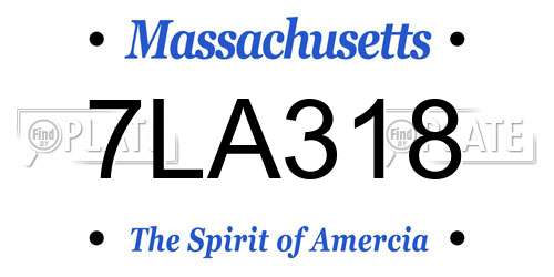 7LA318 Massachusetts License Plate